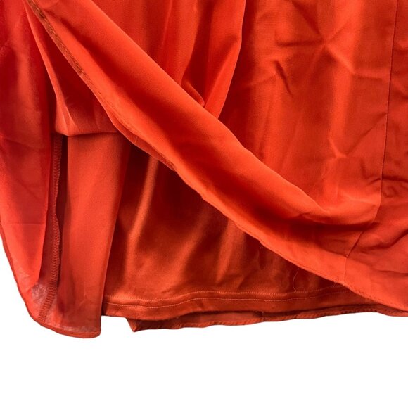 Off Shoulder Rust Red Dress Wedding Prom Chiffon Poly Lined M 8 10 Christmas Val - Picture 9 of 9